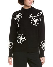 T Tahari Floral Embroidered Sweater Women's