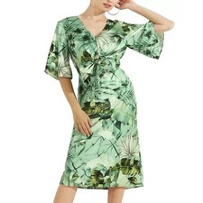 Guess Women's Ariel Tropical 3/4 Sleeve Print Dress in Banana Leaf Medium $128