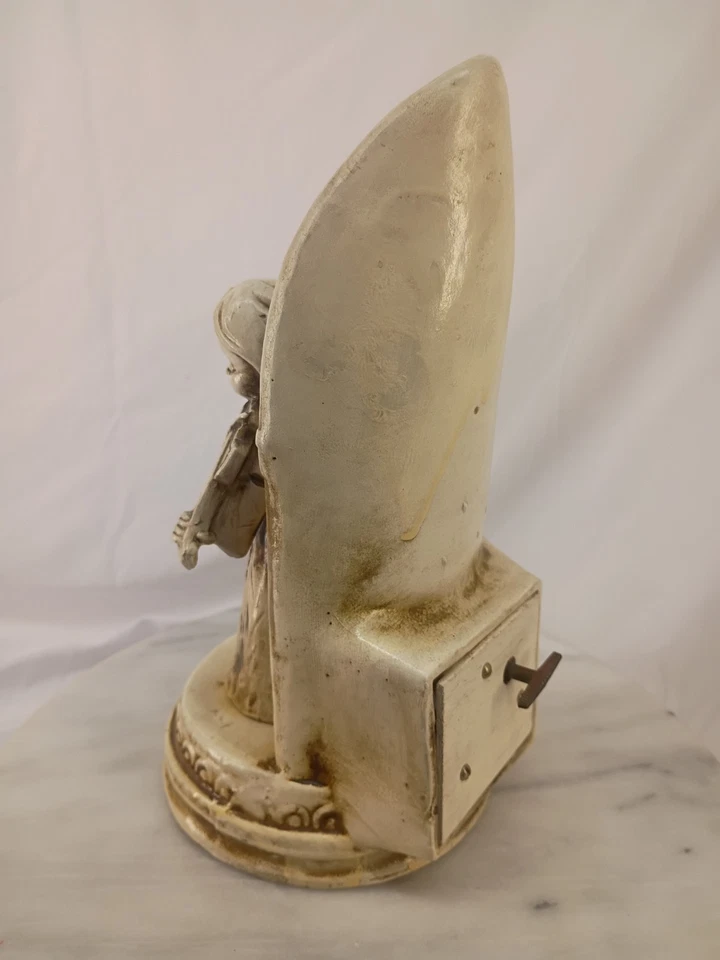 Ángel de colección con pedestal de caja de música reproduce noche silenciosa Japón ¿papel maché? Foto 3 de 4