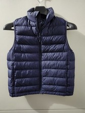 Uniqlo Jacket Kids 11/12 Blue Ultra Down Puffer Vest Full Zip Quilted Outdoors