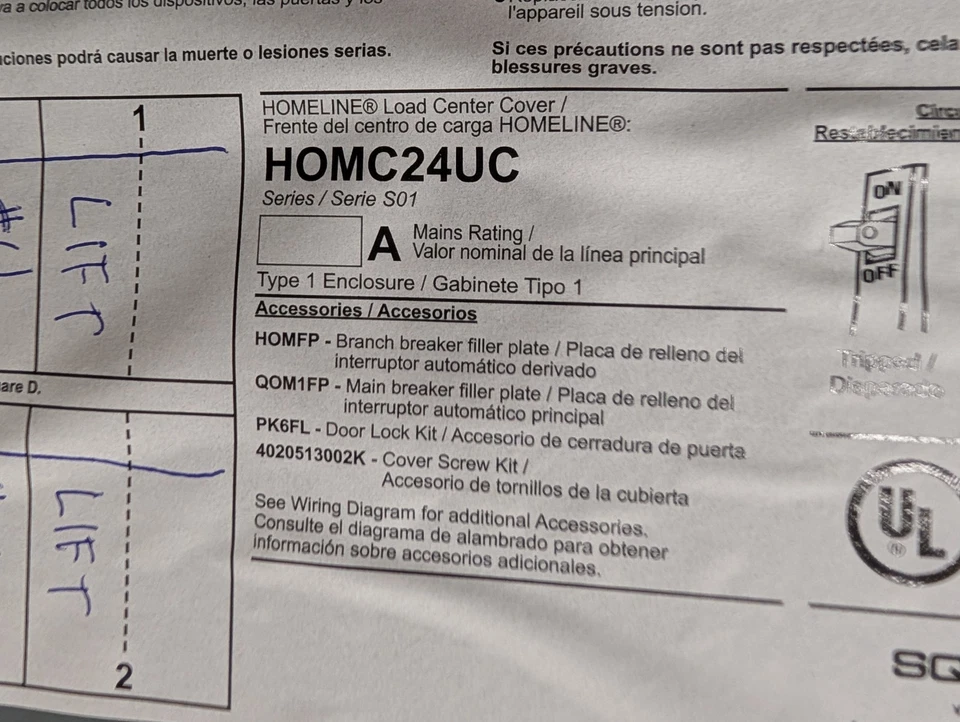 🤪 SQUARE D 125 AMP HOMELINE MAIN LUG LOAD CENTER 240 VAC 1Ø TYPE 1 - Image 4 of 4