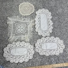 Vintage Handmade Crochet Lace Doilies Table Set Oval Rectangle Square Lot Decor