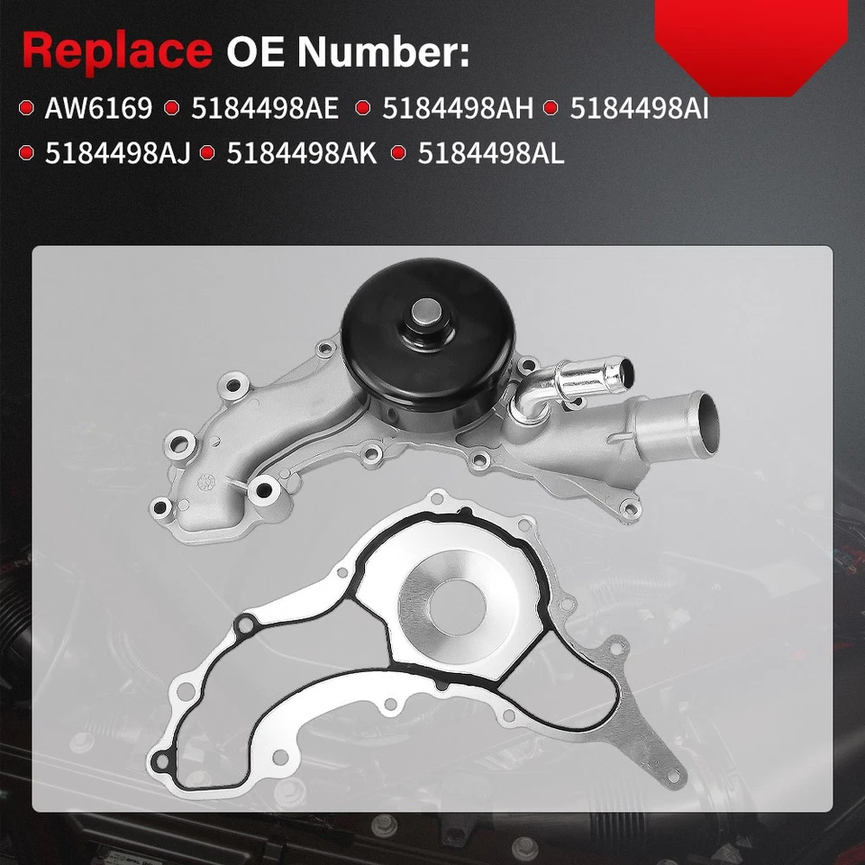 Water Pump For 2011-2016 Jeep Chrysler Town & Country Dodge Charger Avenger New - Image 2 of 4