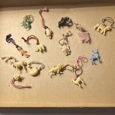 1940s Vintage Celluloid Animal  Figure Charms Lot of 14 Cracker Jack