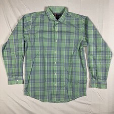 CHAPS XL 18/20 Mens Button Up Plaid Green and Blue Dress Shirt Casual Preppy