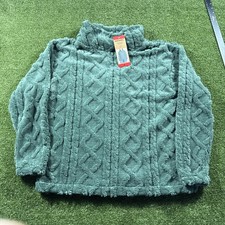 Eddie Bauer Women's M Ultrasoft Cable Fleece Pullover Green Mock neck