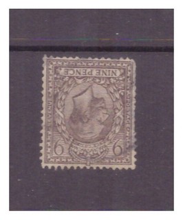 GB GV 1913 9d agate Watermark Royal Cypher Inverted & Reversed Used SG392Wk
