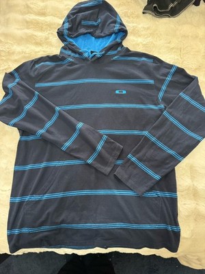 Lot 2 Men s Oakley Lightweight Hoodie Hooded Striped Shirt Large L Black Navy