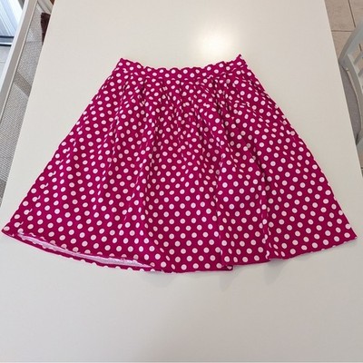 Grace Karin Pink Polka Dot Pleated A-Line Skirt Retro Rockabilly Magenta Large