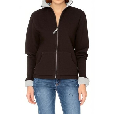 Casual Corner Annex Sports Womens Black Blue Zip Up Collared Sporty Sweater