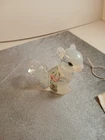 Fenton Art Glass White Opalescent Glass Squirrel Figurine Hand Painted Floral...