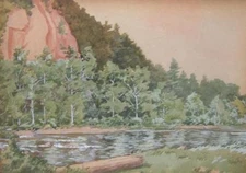 WILLIAM S BUDWORTH MOUNTAIN & RIVER GOUACHE LANDSCAPE