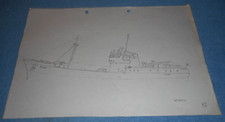 Fishing Boat Drawing Sketch Copy Grimsby Motor Trawler Vessel "Vivaria" GY 648