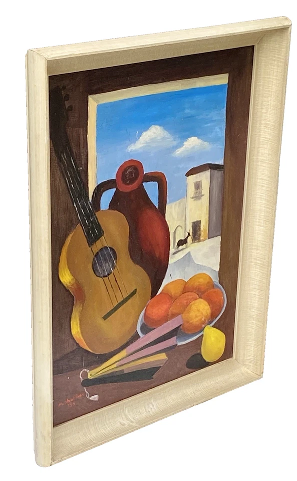 Vtg Framed Original Mid-Century Surreal SW Themed Oil Painting, Shaffner 21"x27" - Image 2 of 4