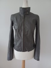 Ax Armani Exchange 100% Lamb Leather Women's Jacket Grey Medium Rrp £399