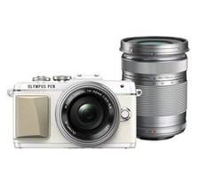 USED Olympus E-PL7 16MP with EZ 14-42mm  40-150mm White Excellent FREE SHIPPING