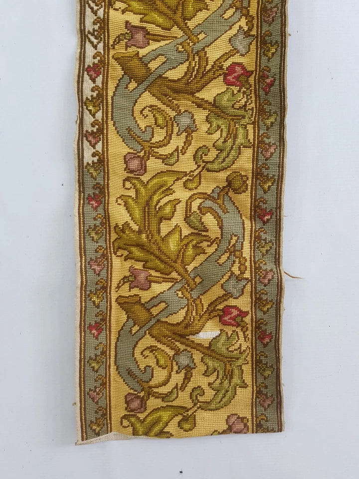 Vintage French Unfinished Needle Point Panel 181x26cm - Image 2 of 4