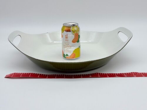 14" 16-1/2" Vintage COPCO Michael Lax Denmark GREEN Cast Iron Enamel Paella Pan - Picture 3 of 11