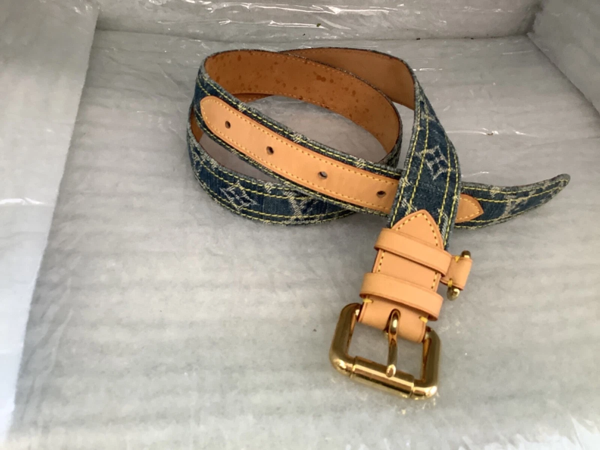 LOUIS VUITTON CEINTURE BUCKLE BELT MONOGRAM DENIM BLUE M6921U 90