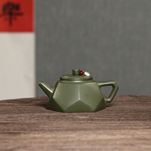 Original Ore Real Yixing Zisha Green Clay Tea Pot 9 Infuser Holes Handmade Pot - Picture 1 of 8