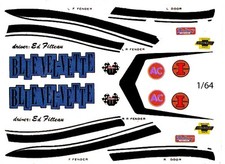 NHRA DRAG BLUE-VEL-VETTE Driver: Ed Filteau 1/64 - HO Scale Slot Car Decals