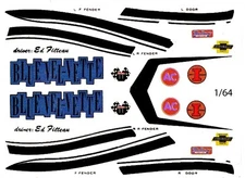 NHRA DRAG BLUE-VEL-VETTE Driver: Ed Filteau 1/64 - HO Scale Slot Car Decals