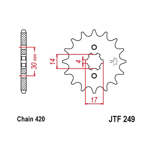 JT Front Sprocket 14 14T Tooth Kawasaki KLX110 2002-2022 Honda GROM 125 13-23 - Image 2 of 4
