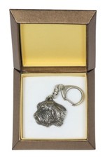 Basset Hound - Silver-plated Keychain with a Dog, Box Art Dog