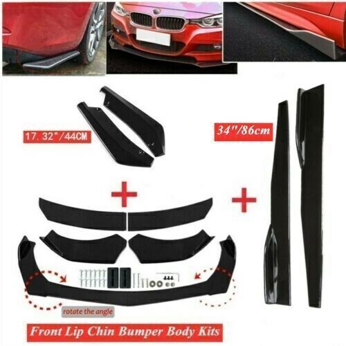 For BMW E46 E39 Front Rear Bumper Lip Spoiler Splitter + Side Skirt Extension - Picture 1 of 12