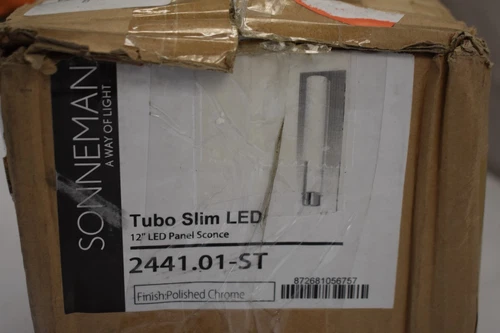 Sonneman Tubo Slim 12" LED Panel Sconce Polished Chrome & White 2441-01-ST - Picture 5 of 6