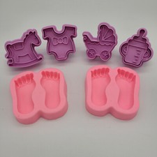 Keksausstecher Baby Set Kekse Plätchen Silikonform Babyfüße Füße Schokolade NEU