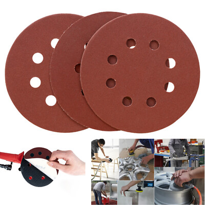 125mm 5'' 8 Holes Sanding Discs Grit 40# - 2000# Hook & Loop Abrasive Sandpaper