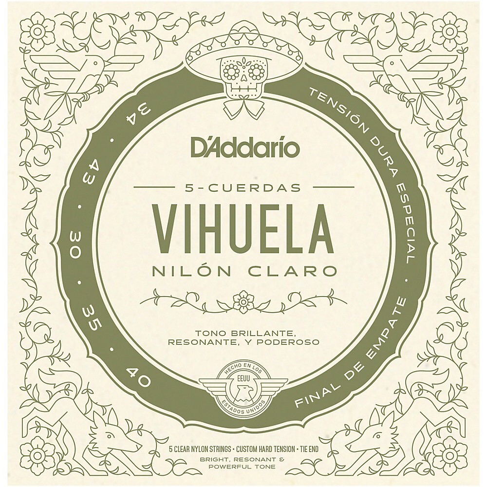 Набор из 5 струн DAddario Vihuela, прозрачный нейлон, Жесткое натяжение на заказ