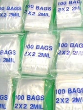 1000 Bags Reclosable 2mil 2x2 Clear Zip Squeeze Seal Top Lock 2x2 Poly Baggies