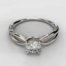1 CT Natural Moissanite 14K White Gold Finish Solitaire Engagement Ring
