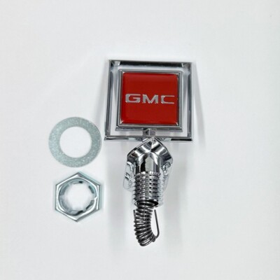 1982-87 GMC Caballero Stand Up hood Header Panel Emblem Rep GM part #14011342