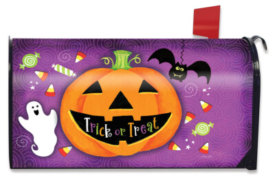 Halloween Treats Jack O'lantern Magnetic Mailbox Cover Candy Corn Bat Standard