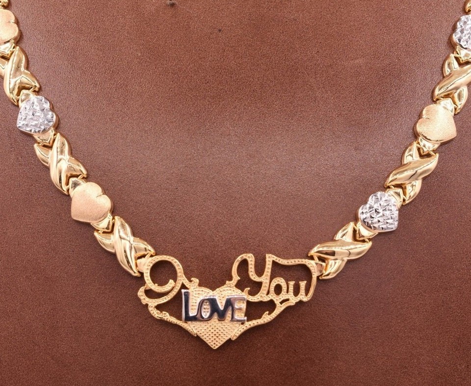 Collana Con Baci E Cuori I Love You 17" In Argento Placcato - Foto 4