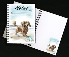 Dachshund (Long Haired) Red Dog Notebook/Notepad + small image on each page