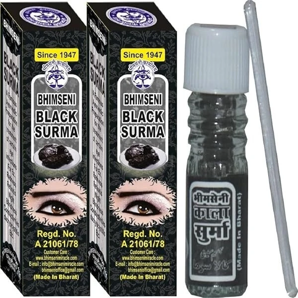 Arabian Kohl Kajal Eyeliner Lead Free Surma Powder Black Color With Surmadani - Image 2 of 4