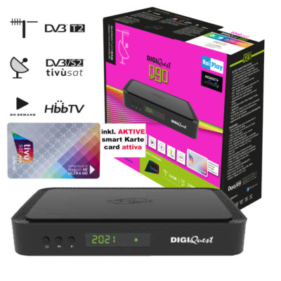 Tivusat UHD / 4K Receiver + AKTIVIERT Smart Karte Digiquest Q80, Mediaset,RAI