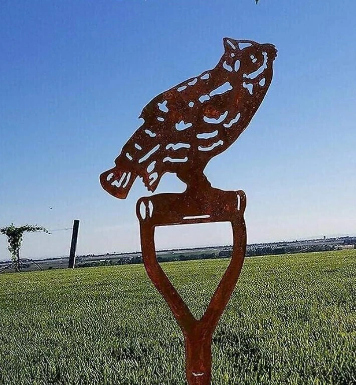 Rostige Eule Deko Edelrost Metall Vogel Stecker Gartendeko Rostoptik - Bild 3 von 3