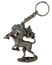 Davis Rawcliffe Pewter Unicorn With Stones Figurine Keychain Charm ~ Fantasy