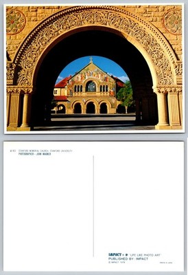 Stanford Memorial Church Arches Postcard 1978 Stanford University John Wagner