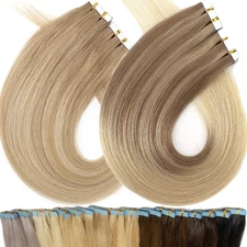 CLEARANCE Thick Tape In Skin Weft Real Remy Human Hair Extensions 200G Full Head