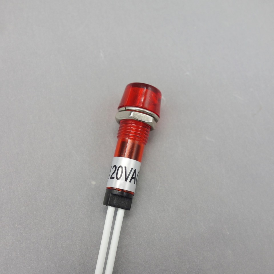 10Pcs 120V AC/DC 10mm RED Mini LED Pilot Lights CYLINDRICAL Cap with ...
