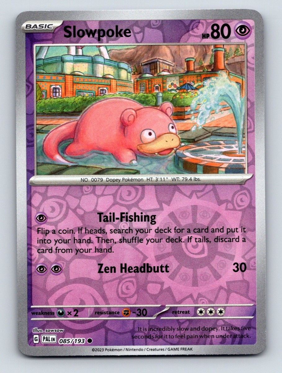 Basic Slowpoke HP 80 Tail Fishing Zen Headbutt Rarity Purple Calm