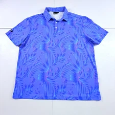 Sunday Swagger Polo Shirt Mens 2XL Blue Floral Golf S/S Performance Stretch AOP