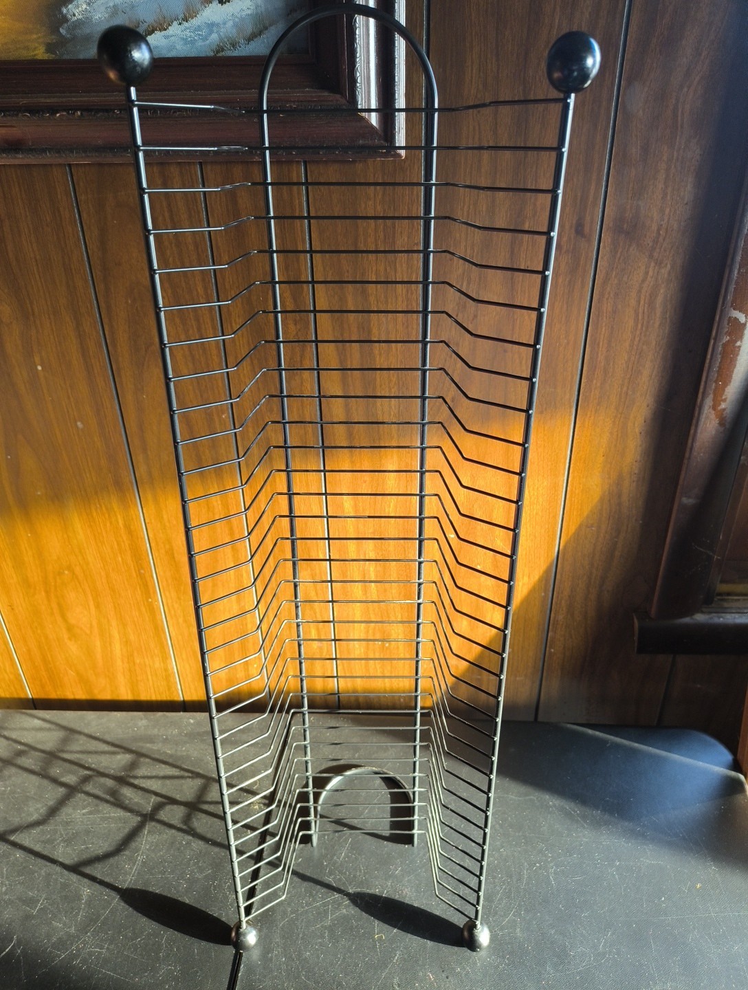 26 Inch Metal DVD Storage Rack Tower Holds 33 Discs Silver gray Wire Stand