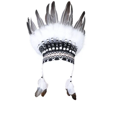 Coiffe Plumée Style Éventail de Plumes Motif Géométrique - Photo 1/4